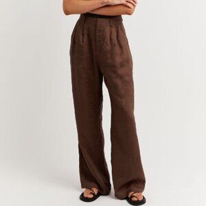 DISSH NORAH CHOCOLATE LINEN PANT